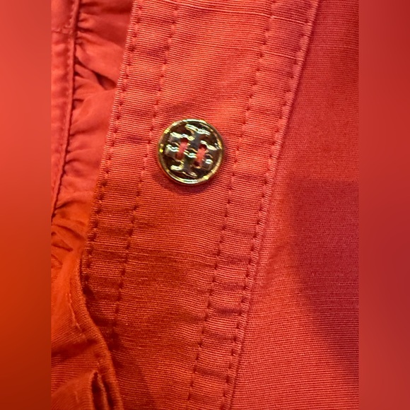 Tory Burch Vibrant Orange Silk Blouse Top. Size 6. Ruffled neckline EUC - Picture 4 of 9